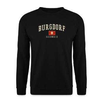 Burgdorf Schweiz Vintage Emblem - Unisex Pullover - Schwarz - Vorne - Alina (178cm) & Michal (187cm)