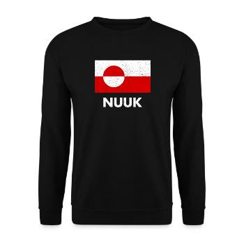 Greenland Flag - Nuuk - Grönland - Denmark Danmark - Unisex Pullover - Schwarz - Vorne - Alina (178cm) & Michal (187cm)