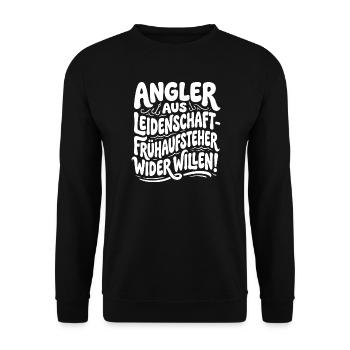 Passionate anglers – early risers - Unisex Sweatshirt - black - Front - Alina (178cm) & Michal (187cm)