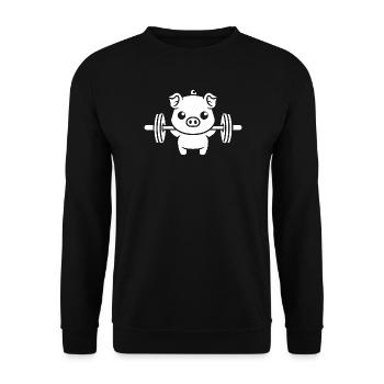 Pig Weightlifter Cartoon - Unisex Sweatshirt - black - Front - Alina (178cm) & Michal (187cm)