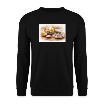 Jacket potatoes with herring Ukrainian - Unisex Sweatshirt - black - Front - Alina (178cm) & Michal (187cm)