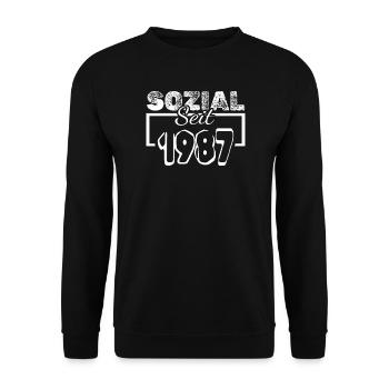 Sozial 1987 - Unisex Pullover - Schwarz - Vorne - Alina (178cm) & Michal (187cm)
