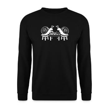 Snail Chess Duel - Unisex Sweatshirt - black - Front - Alina (178cm) & Michal (187cm)
