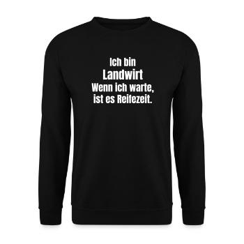 Ich bin Landwirt – Wartezeit ist Reiszeit - Unisex Pullover - Schwarz - Vorne - Alina (178cm) & Michal (187cm)