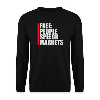 Free Speech Markets People Libertär Freiheit Logo - Unisex Pullover - Schwarz - Vorne - Alina (178cm) & Michal (187cm)