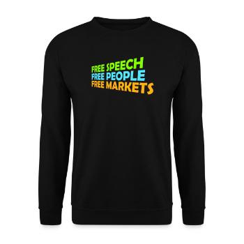 Free Speech Markets People Libertär Freiheit Logo - Unisex Pullover - Schwarz - Vorne - Alina (178cm) & Michal (187cm)