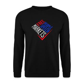 Free Speech Markets People Libertär Freiheit Logo - Unisex Pullover - Schwarz - Vorne - Alina (178cm) & Michal (187cm)