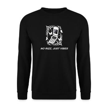 No Rizz Just Vibes Y2K Cell Phone - Unisex Sweatshirt - black - Front - Alina (178cm) & Michal (187cm)