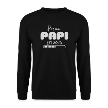 Promu Papi en 2026 Annonce Grossesse Futur Papy - Sweat-shirt Unisexe - noir - Devant - Alina (178cm) & Michal (187cm)
