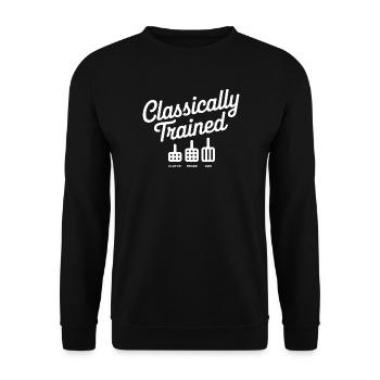 Classically Trained Petrolhead KFZ Mechaniker - Unisex Pullover - Schwarz - Vorne - Alina (178cm) & Michal (187cm)
