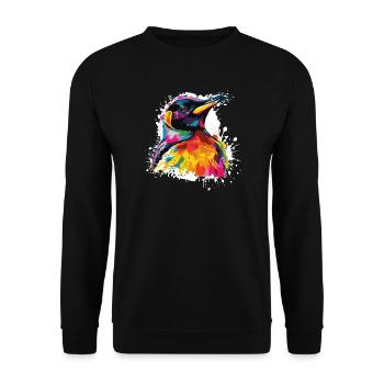 Bunter Tukan Kopf Kunstwerk - Unisex Pullover - Schwarz - Vorne - Alina (178cm) & Michal (187cm)