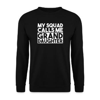 Mein Team nennt mich Enkelin Bold Typography - Unisex Pullover - Schwarz - Vorne - Alina (178cm) & Michal (187cm)