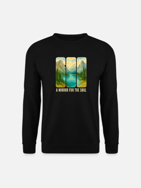 Berglandschafts-Triptychon mit See - Unisex Pullover - Schwarz