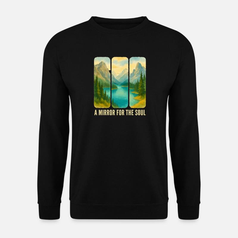 Mountain Landscape Triptych with Lake - Unisex Sweatshirt - black