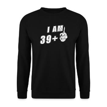 Ich bin 39 plus 1, Mittelfinger 40. Geburtstag - Unisex Pullover - Schwarz - Vorne - Alina (178cm) & Michal (187cm)