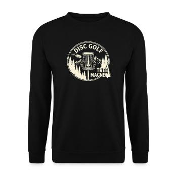 Disc Golf Tree Magnet – Vintage Outdoor Design - Unisex Pullover - Schwarz - Vorne - Alina (178cm) & Michal (187cm)