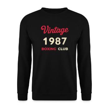 Vintage 1987 – Boxing Club Retro Birth Year - Unisex Sweatshirt - black - Front - Alina (178cm) & Michal (187cm)