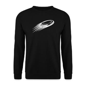 Wurfscheibe Bewegung Weiß Symbol - Unisex Pullover - Schwarz - Vorne - Alina (178cm) & Michal (187cm)