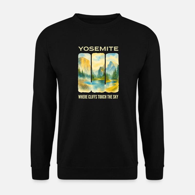 Yosemite: Gipfel und Himmel - Unisex Pullover - Schwarz