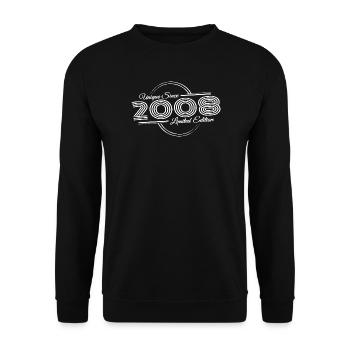 Einzigartiger 18 Geburtstag Jahrgang 2008 Retro - Unisex Pullover - Schwarz - Vorne - Alina (178cm) & Michal (187cm)