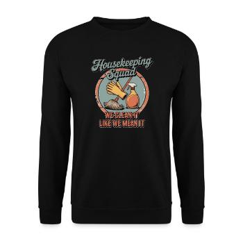 Lustiges Putzen Design - Unisex Pullover - Schwarz - Vorne - Alina (178cm) & Michal (187cm)