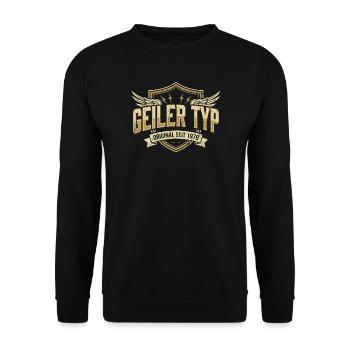 Geiler Typ 1979 – Geburtstag Vintage Wappen - Unisex Pullover - Schwarz - Vorne - Alina (178cm) & Michal (187cm)
