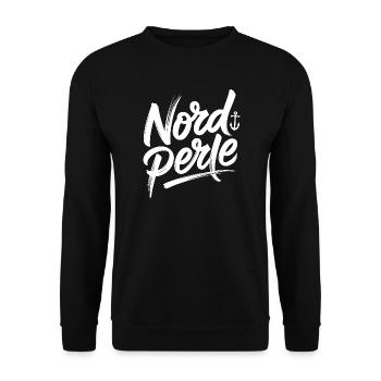 Nordperle Hamburg Nordsee Ostsee Norddeutsch Deern - Unisex Pullover - Schwarz - Vorne - Alina (178cm) & Michal (187cm)