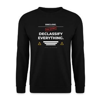 DISCLOSE. Declassify Everything – UAP  - Unisex Pullover - Schwarz - Vorne - Alina (178cm) & Michal (187cm)