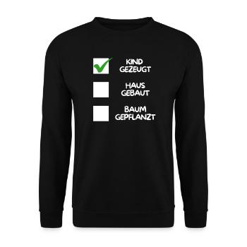 Enfant conçu (maison construite, arbre planté) blanc - Sweat-shirt Unisexe - noir - Devant - Alina (178cm) & Michal (187cm)