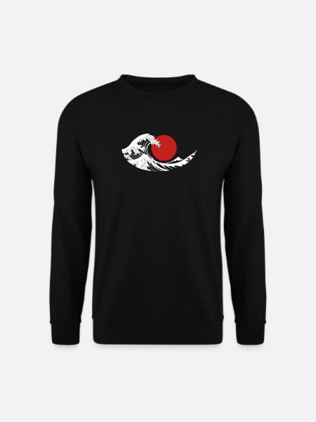 Esthétique japonaise du Soleil Rouge de la Grande Vague - Sweat-shirt Unisexe - noir