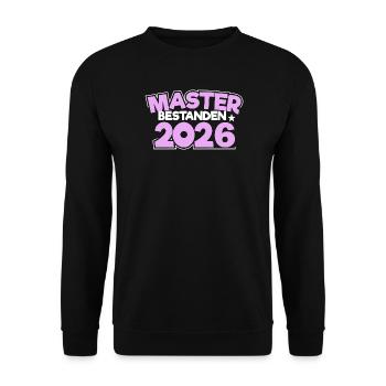 Master 2026 Abschluss Promotion Sponsion - Unisex Pullover - Schwarz - Vorne - Alina (178cm) & Michal (187cm)