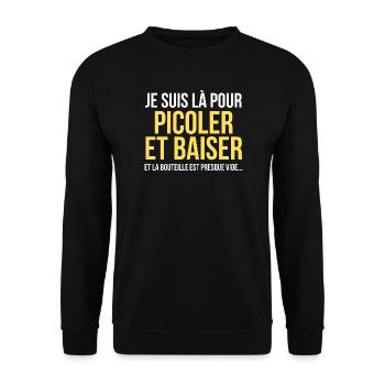 Picoler Baiser Humour Adulte - Sweat-shirt Unisexe - noir - Devant - Alina (178cm) & Michal (187cm)