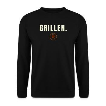 GRILLEN. Minimalist BBQ Design Success Edition - Unisex Pullover - Schwarz - Vorne - Alina (178cm) & Michal (187cm)