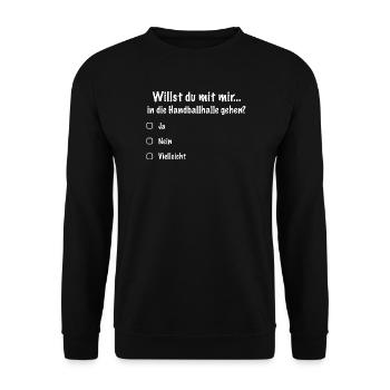Date de handball Inscription sur invitation (Blanc) - Sweat-shirt Unisexe - noir - Devant - Alina (178cm) & Michal (187cm)