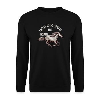 Horse and Truth Saying - Unisex Sweatshirt - black - Front - Alina (178cm) & Michal (187cm)