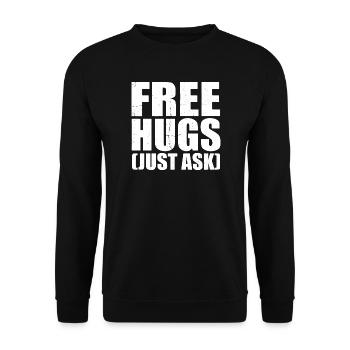 Free Hugs Just Ask Distressed Text - Unisex Sweatshirt - black - Front - Alina (178cm) & Michal (187cm)