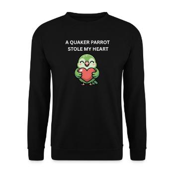 Quaker Parrot Stole My Heart - Cute Monk Parakeet - Unisex Sweatshirt - black - Front - Alina (178cm) & Michal (187cm)