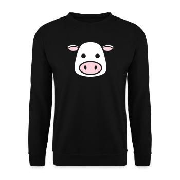 Süßer Kuh Kopf Gesicht Comic Vektor - Unisex Pullover - Schwarz - Vorne - Alina (178cm) & Michal (187cm)