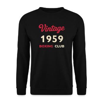 Vintage 1959 – Boxing Club Retro Geburtsjahr - Unisex Pullover - Schwarz - Vorne - Alina (178cm) & Michal (187cm)