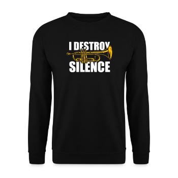 Je détruis le trompettiste du silence - Sweat-shirt Unisexe - noir - Devant - Alina (178cm) & Michal (187cm)