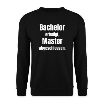 Bachelor oder Master Abschluss - Unisex Pullover - Schwarz - Vorne - Alina (178cm) & Michal (187cm)