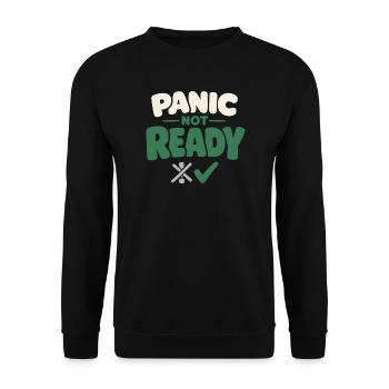 Le calme l’emporte sur la panique, le mode de vie, - Sweat-shirt Unisexe - noir - Devant - Alina (178cm) & Michal (187cm)