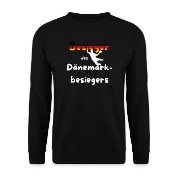 Vainqueur du DanemarkBattant Championnat d’Europe de handball 2026 - Sweat-shirt Unisexe - noir - Devant - Alina (178cm) & Michal (187cm)
