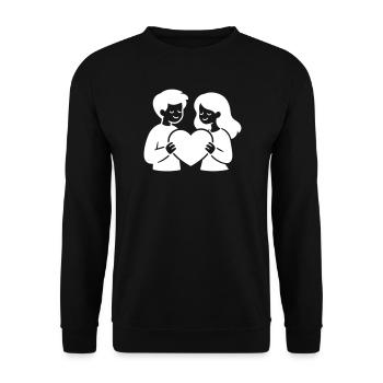 Liebespaar Verliebt Herz - Unisex Pullover - Schwarz - Vorne - Alina (178cm) & Michal (187cm)