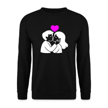 Verliebt Paar Herz Liebe - Unisex Pullover - Schwarz - Vorne - Alina (178cm) & Michal (187cm)