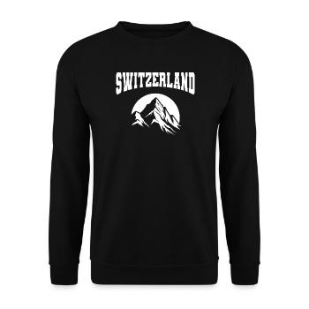 Schweizer Berggipfel | Weiß Monochrom - Unisex Pullover - Schwarz - Vorne - Alina (178cm) & Michal (187cm)
