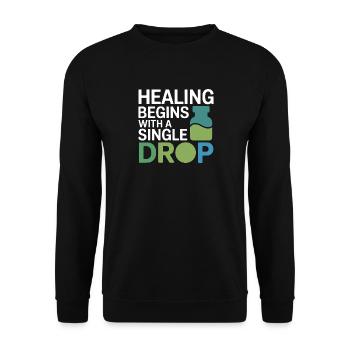 Die Homöopathie-Heilung beginnt professionell mit Einzeltropfen - Unisex Pullover - Schwarz - Vorne - Alina (178cm) & Michal (187cm)