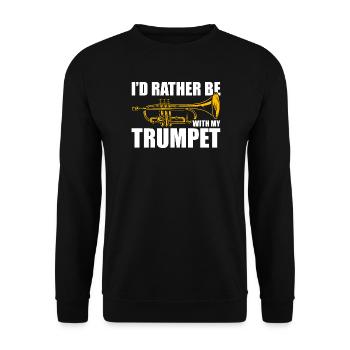 I'd rather be with my trombone Trompetenspieler - Unisex Pullover - Schwarz - Vorne - Alina (178cm) & Michal (187cm)
