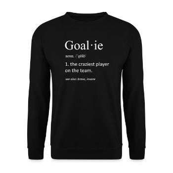 Silhouette du gardien de gardien de football avec battement de cœur avec ECG de gardien - Sweat-shirt Unisexe - noir - Devant - Alina (178cm) & Michal (187cm)