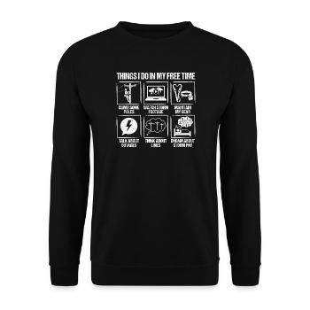Things I Do In My Free Time Lineman Strom Monteur - Unisex Pullover - Schwarz - Vorne - Alina (178cm) & Michal (187cm)